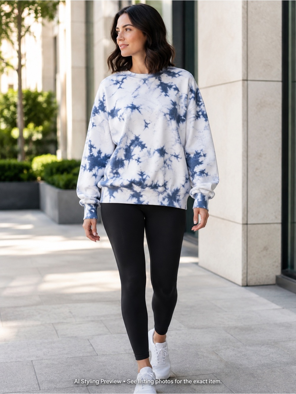 Lululemon Size 4 Perfectly Oversized Crew Marble Dye Classic Navy Sweatshirt